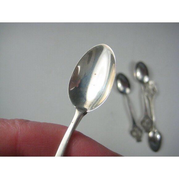 Set Of 4 Vintage Silver Teaspoons Thistle Design Signed - Picture 10 of 11